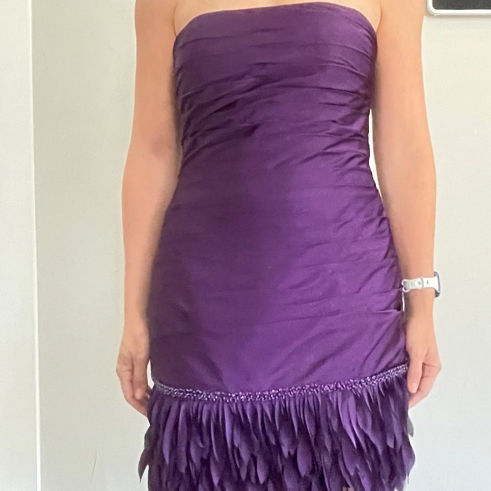 Purple Feather Flair Cocktail Dress
